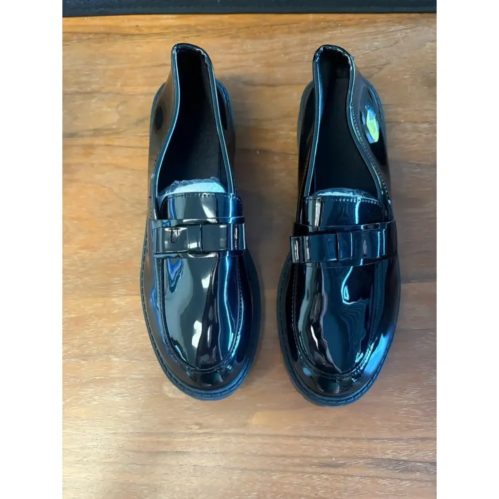 NWOT Black Patent Platform Loafers Women’s Size 10